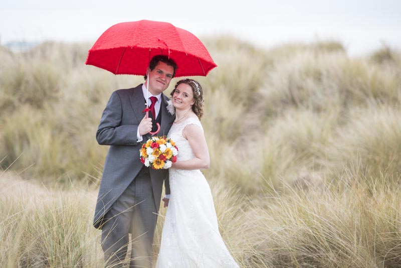 Michelle and Grant With Red Umbrella